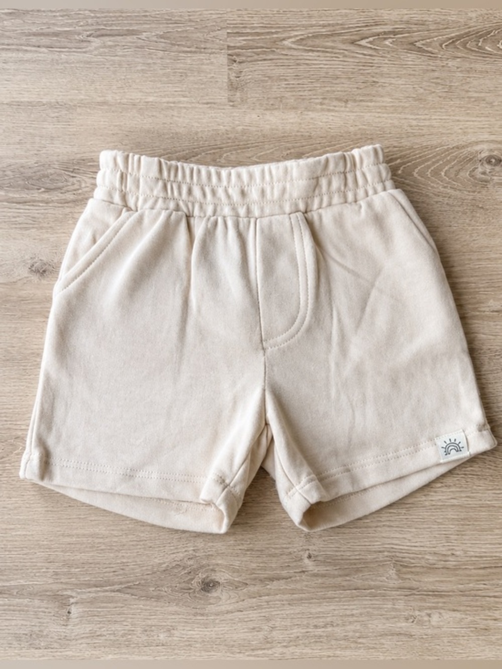 WonderLuxe 12-18M Cream Sweat Shorts Toddler Neutral Minimalist Pull On NWOT